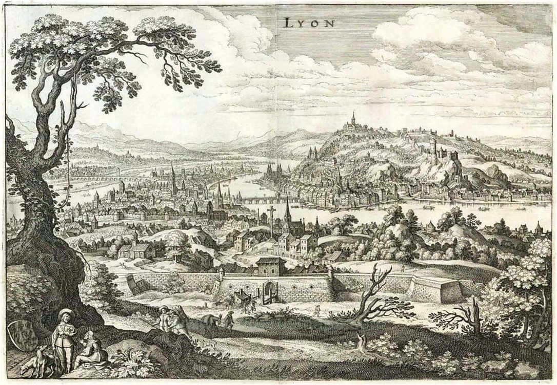 Vue générale de Lyon en 1638 (M. Merian)